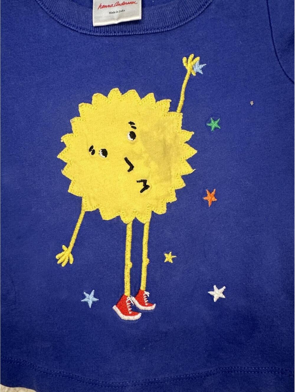 Hanna Andersson Sun and Stars graphic cotton t-shirt Size 12-18M blue whimsical - Picture 3 of 5